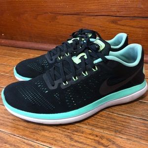 Nike Flex 2016 Run Shoes Black Green Glow 8.5